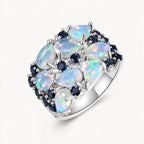 Opal Ring aus 925er Silber mit Spinell und Tropfensteinen
