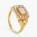 Opal Look Ring mit rechteckigem Mittelstein und Steinrahmen