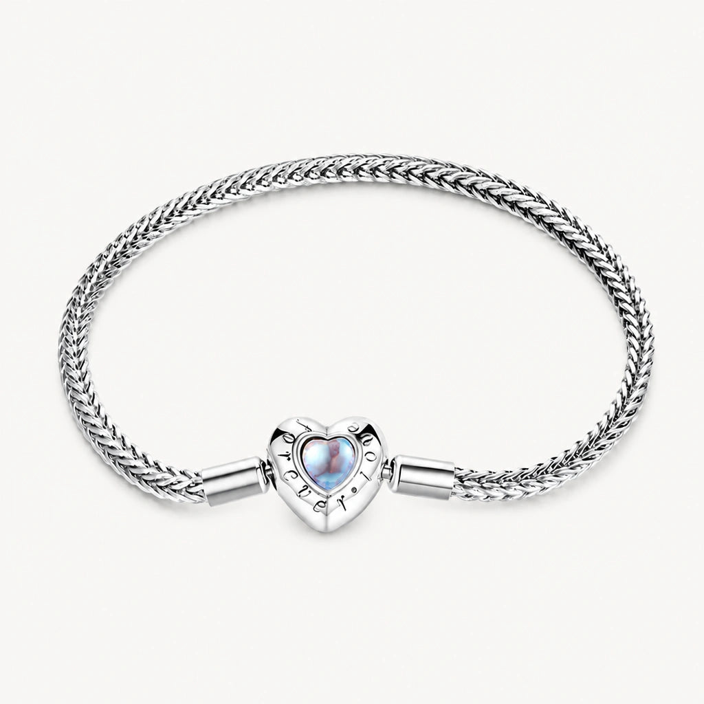 Mondstein Armband aus 925er Silber mit Herz-Mittelstück