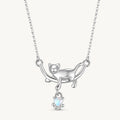 Mondstein Kette aus 925er Silber mit Katzenmotiv