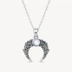 Mondstein Kette aus 925er Silber mit verzierter Mondsichel