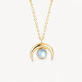 Mondstein Kette aus 925er Silber in Gold-Optik mit Mondsichel