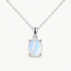 Mondstein Kette aus 925er Silber mit ovalem Steinanhänger