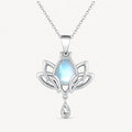 Mondstein Look Kette mit Lotusblüten-Anhänger