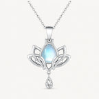 Mondstein Look Kette mit Lotusblüten-Anhänger