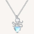 Mondstein Kette aus 925er Silber mit Oktopus und Herzanhänger