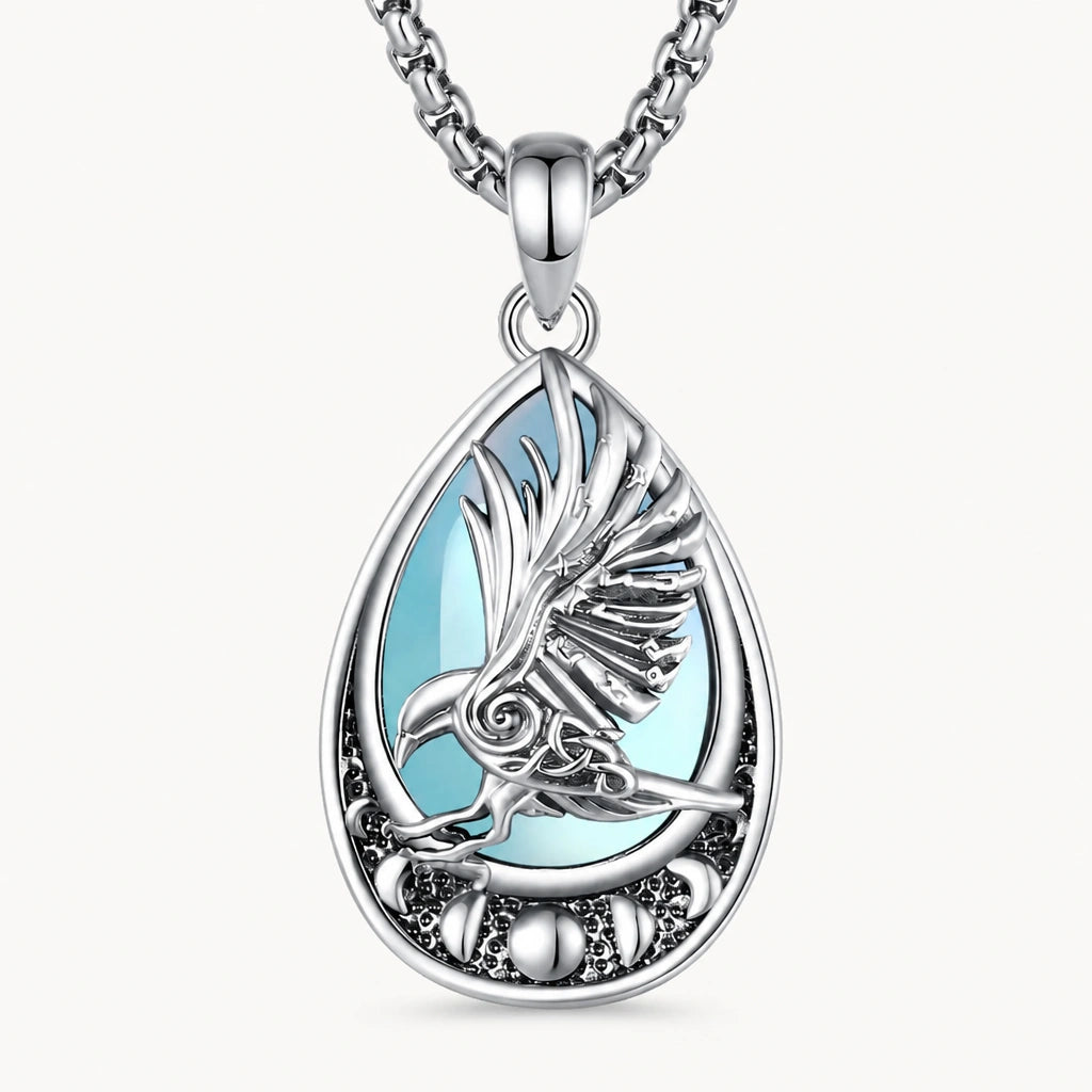 Mondstein Kette aus 925er Silber mit Adlermotiv