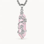 Rosenquarz Kette mit floralem Anhänger