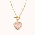Rosenquarz Herzkette aus 18K Gold