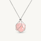 Rosenquarz Kette mit kugelförmigem Drahtanhänger