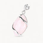 Rosenquarz Kette mit gedrehtem Metallrahmen