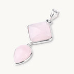 Rosenquarz Kette mit zweiteiligem geometrischem Anhänger