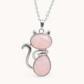 Rosenquarz Kette mit Katzen-Anhänger