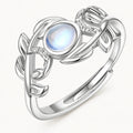 Mondstein Ring aus 925er Silber mit Blätterranken