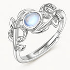 Mondstein Ring aus 925er Silber mit Blätterranken