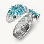 Aquamarin Ring Silber aus 925er Silber mit floralem Mehrstein-Design