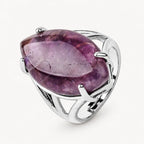 Amethyst Ring mit großem ovalem Stein und offener Ringschiene