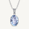 Aquamarin Kette aus 925er Silber mit hellblauem ovalem Solitäranhänger