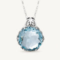 Aquamarin Kette aus 925er Silber mit rundem facettiertem Anhänger