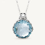 Aquamarin Kette aus 925er Silber mit rundem facettiertem Anhänger
