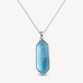 Aquamarin Kette aus 925er Silber mit länglichem facettiertem Anhänger