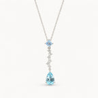 Kette mit Aquamarin-Imitat aus 925er Silber mit tropfenförmigem Anhänger