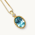 Aquamarin Kette aus 925er Silber goldfarben mit ovalem Anhänger