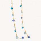 Aquamarin Halskette aus 14K Gold mit Kyanit und Apatit Anhängern
