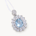 Aquamarin Kette aus 925er Silber mit ovalem Stein und floralem Ziersteinbesatz