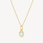 Aquamarin Kette aus 925er Silber mit ovalem Anhänger und Blättermotiv