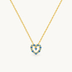 Kette mit Aquamarin-Imitat aus 925er Silber mit herzförmigem Anhänger