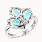 Opal Ring aus 925er Silber mit drei Opalen im Blattdesign