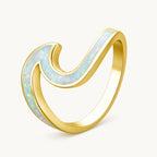 14K vergoldeter Opal Ring im Wellen-Design