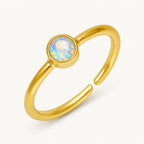 14K vergoldeter Opal Ring mit runder Zargenfassung