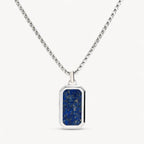 Lapislazuli Kette Silber mit rechteckigem Edelstein Anhänger