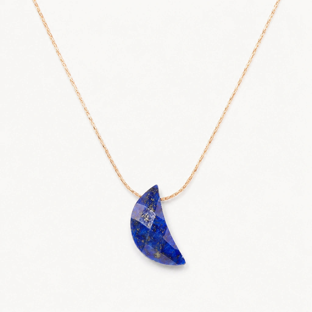 Lapislazuli Kette Gold mit Halbmond Anhänger