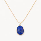 Lapislazuli Kette Gold mit ovalem facettiertem Steinanhänger