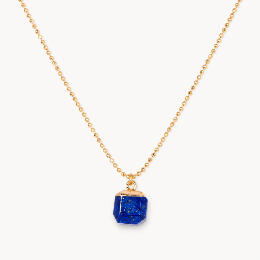Lapislazuli Anhänger Gold mit kleinem würfelförmigem Stein
