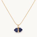 Lapislazuli Kette mit sechseckigem Steinanhänger in Gold