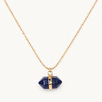 Lapislazuli Kette mit sechseckigem Steinanhänger in Gold