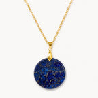 Lapislazuli Anhänger Gold mit rundem Edelstein an Gliederkette