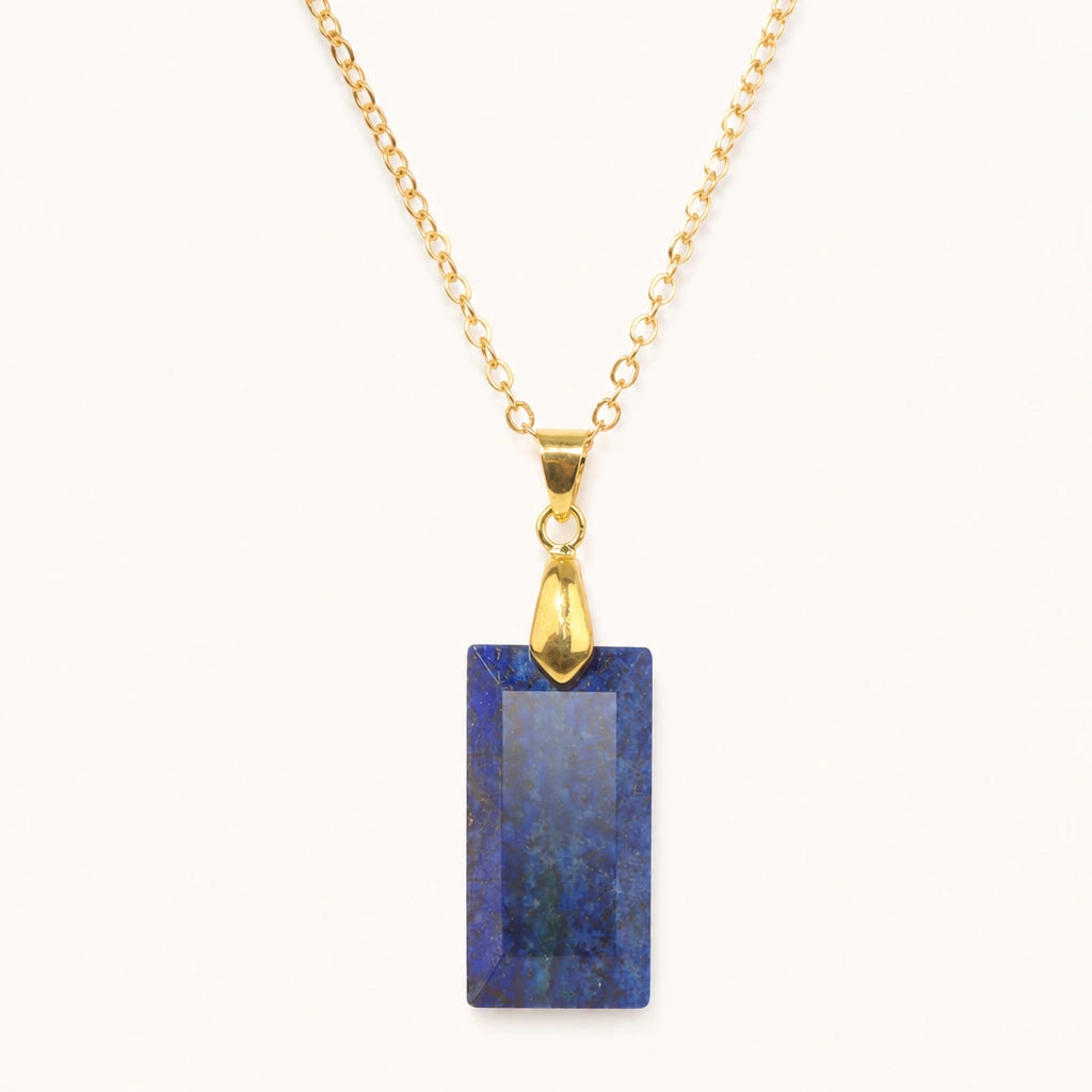 Lapislazuli Halskette Gold mit rechteckigem Steinanhänger