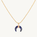 Lapislazuli Halskette Gold mit Mondsichel Anhänger