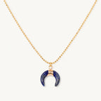 Lapislazuli Halskette Gold mit Mondsichel Anhänger