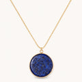 Lapislazuli Kette mit großem rundem Anhänger in Gold