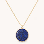 Lapislazuli Kette mit großem rundem Anhänger in Gold