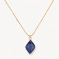 Lapislazuli Kette Gold mit rautenförmigem Steinanhänger