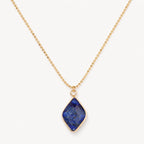 Lapislazuli Kette Gold mit rautenförmigem Steinanhänger
