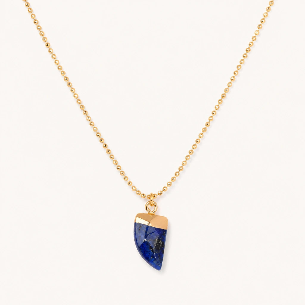 Lapislazuli Kette Gold mit spitz zulaufendem Edelstein Anhänger