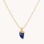 Lapislazuli Kette Gold mit spitz zulaufendem Edelstein Anhänger